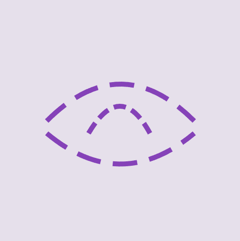 A purple dotted line in the shape of a human eye